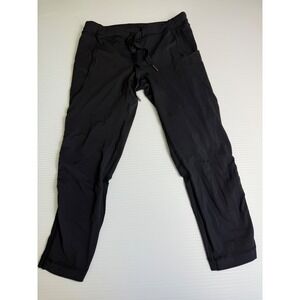Lululemon Womens‎ Black Cropped Athletic Leggings Workout Pants Drawstring 4